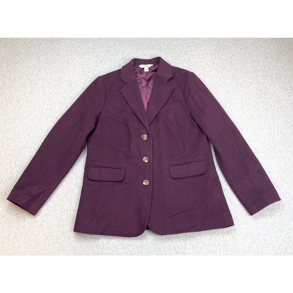 LL Bean Blazer Women 14 Purple Cashmere Wool 3-Button Jacket Single Breast Lined - Picture 2 of 10